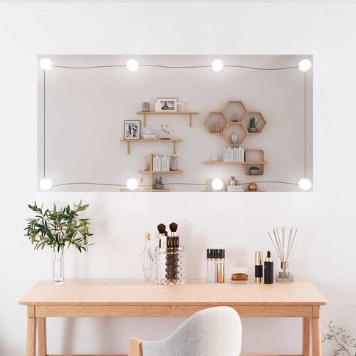  Zidno ogledalo s LED svjetlima 50x100 cm stakleno pravokutno Cijene