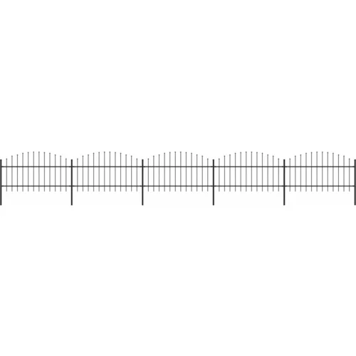 vidaXL Vrtna ograja s koničastimi vrhovi jeklo (1-1,25)x8,5 m črna