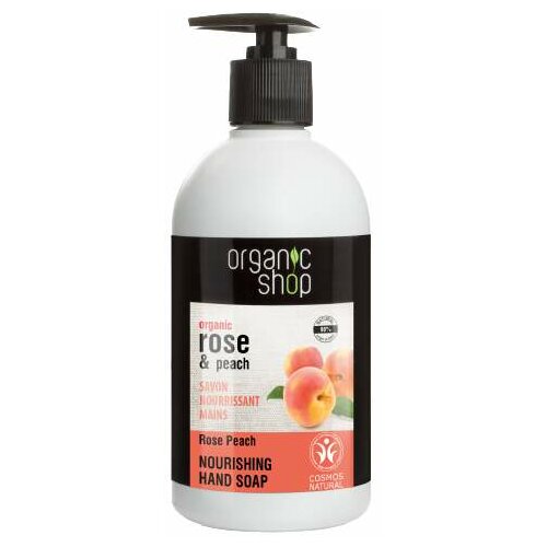Organic Shop nourishing hand soap rose & peach 500 ml Slike