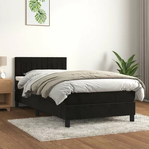 Box spring postelja z vzmetnico črna 80x200 cm žamet, (20725521)