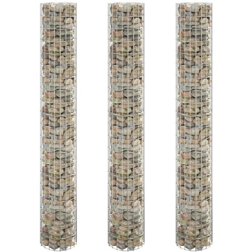 vidaXL Okrogle visoke grede gabion 3 kosi pocinkano jeklo Ø30x200 cm Cene