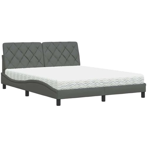 VidaXL Krevet s madrac svjetlosivi 160x200cm tkanina Slike