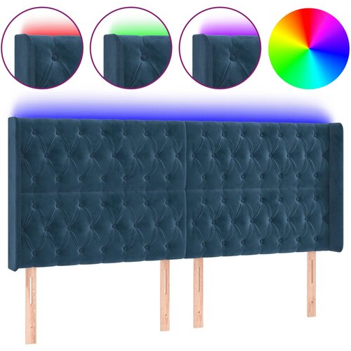 Maison Chic LED posteljno vzglavje - Vzglavna omarica temno modro 203x16x118/128 cm žamet, (22077726) Cene