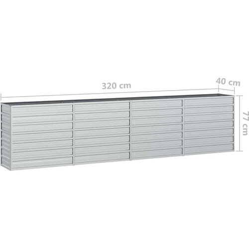VidaXL Povi&amp;scaron;ena vrtna gredica 320 x 40 x 77 cm pocinčani čelik srebrna Slike