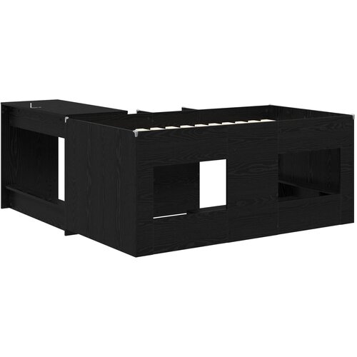  Krevet za djecu s visokim okvirom i stolom 2 kom. Crni hrast Crna 80 x 160 cm Slike