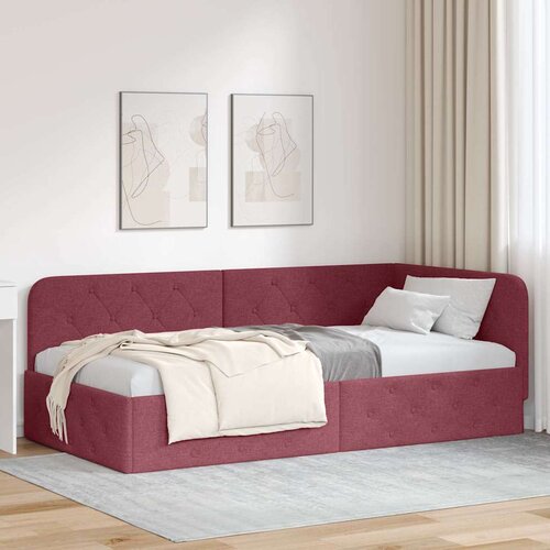  Kutni okvir kreveta Vinska crvena 90 x 200 cm tkanina Cijene