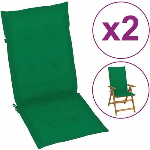  Jastuci za Vrtne Stolice 2 kom Zeleni 120x50x3 cm
