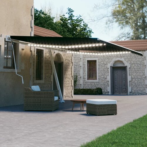 vidaXL Ročno zložljiva tenda z LED lučkami 600x300 cm antracitna Cene
