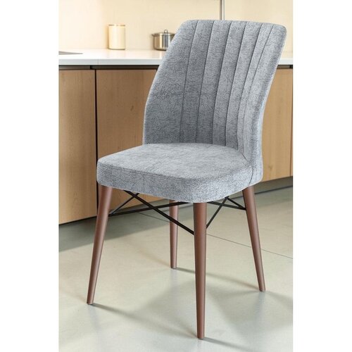 Hanah home set trpezarijskih stolica Flex 2 kom, siva tkanina Babyface, drvene noge boje oraha Cene