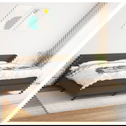 vidaXL Box spring postelja z vzmetnico temno rjava 180x200 cm blago Cene