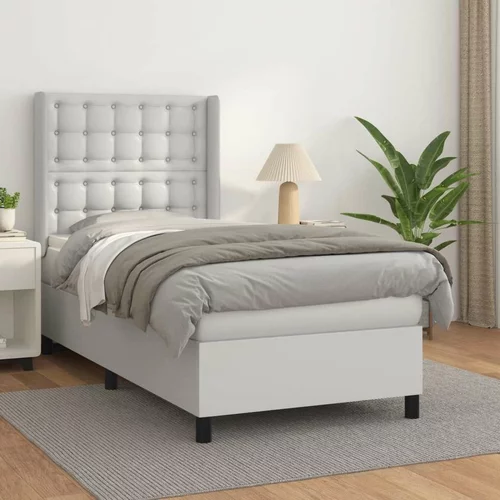  Box spring postelja z vzmetnico bela 80x200 cm umetno usnje, (20899213)