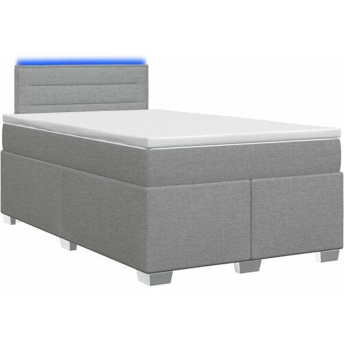  Krevet s box springom madracem i LED-om Svjetlosiva Tkanina - Svjetlosiva 120 x 200 cm Dizajn linija Slike