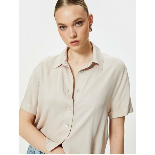 Koton Crop Shirt Short Sleeve Classic Collar Buttoned Viscose Cene