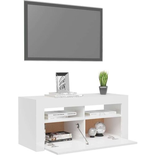 vidaXL TV ormarić s LED svjetlima visoki sjaj bijeli 90 x 35 x 40 cm Cene