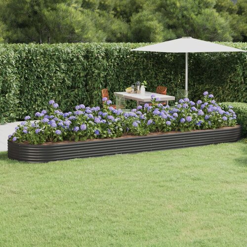 vidaXL Visoka greda iz pra&scaron;no premazanega jekla 523x140x36 cm antracit Cene