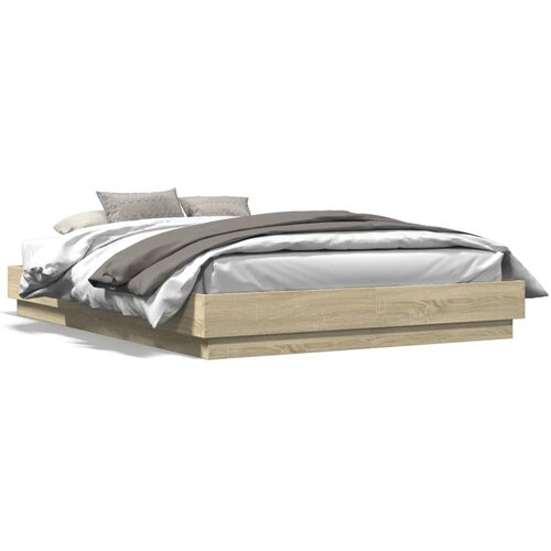 vidaXL Okvir kreveta s LED svjetlima boja hrasta sonome 120 x 200 cm Cijene