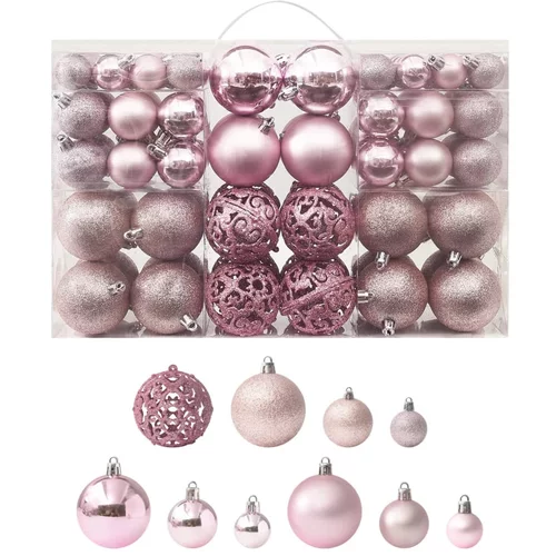 vidaXL Set od 100 božićnih kuglica ružičasti