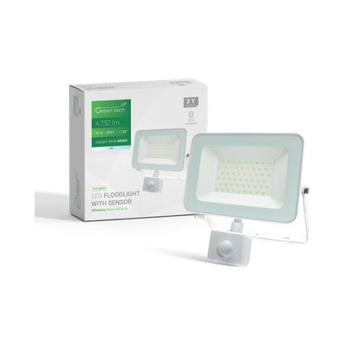 Greentech led reflektor sa senzorom 50w 6500k 4250lm ip65 beli ( AFS-50WH ) Cene