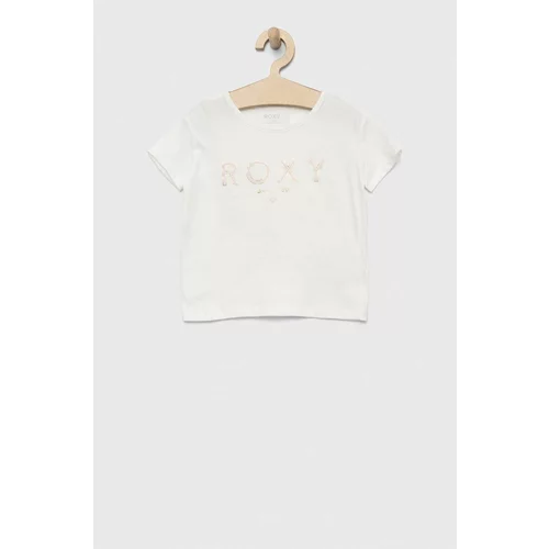 Roxy Otroška bombažna kratka majica bela barva
