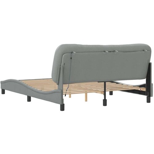  Okvir kreveta s LED svjetlima svjetlosivi 160x200 cm od tkanine Slike