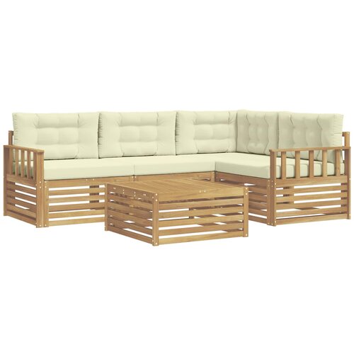 vidaXL Zunanja garnitura za sedenje 6 pcs Bela in krem Poliester, (5000281767) Cene