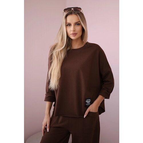 Kesi Włoski Cotton sweatshirt pants set brown Cijene