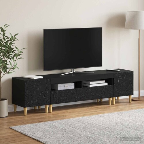  3-dijelni LED TV kabinet DELFT Crna Konstruirano drvo Cene