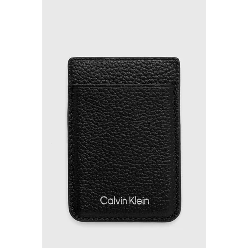 Calvin Klein Usnjen etui za kartice + obesek za ključe črna barva