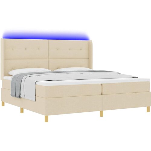  s opruga kutije s LED trakama Krema 200 x 200 cm tkanina Slike