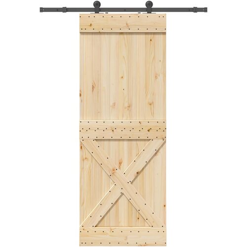 VidaXL Drsna vrata s kompletom vodil 85x210 cm trdna borovina Slike
