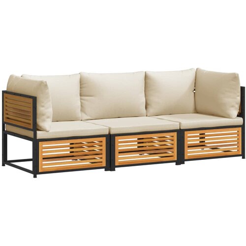  3-dijelna set vrtnih sofa s jastucima masivno bagremovo drvo Smeđa Slike