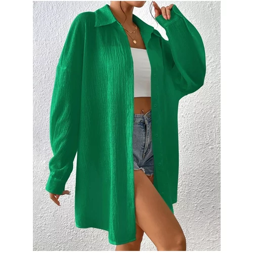 K&H TWENTY-ONE Women's Green Oversized Long Shirt