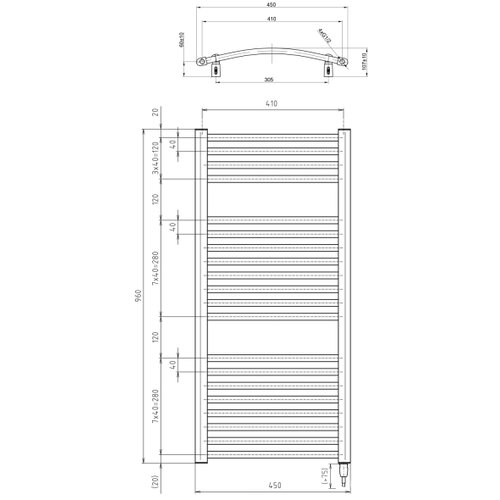 Aqualine električni kupatilski radijator orbit-e 300W 96x45 cm beo okrugli Slike