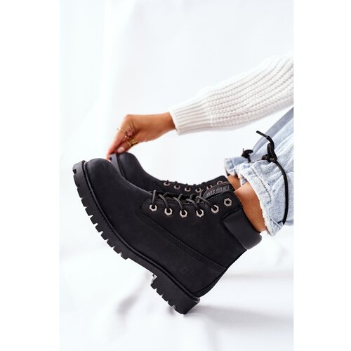 Kesi Women's Leather Hiking Boots Big Star II274446 Black Slike