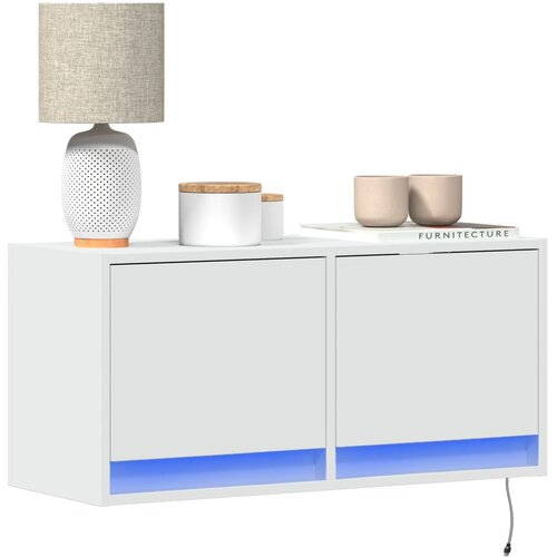  Zidni TV ormarić s LED svjetlima bijeli 80 x 31 x 38 cm Cene