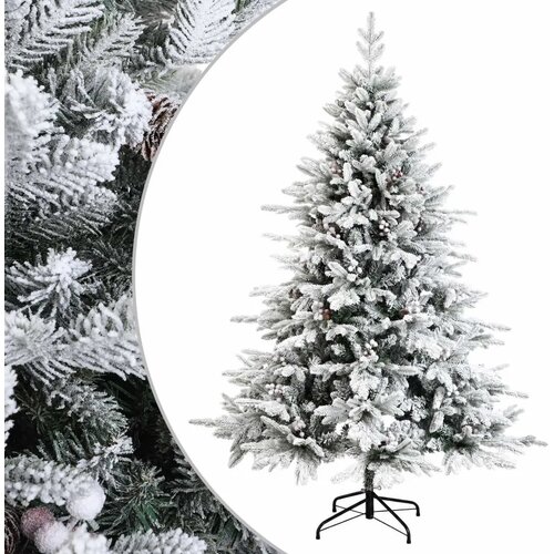  Umjetno božićno drvce s nogom 120 cm PVC i metal - Zelena i bijela 120 cm bez LED svjetala Slike