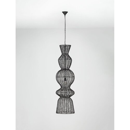 Nova Luce Mat črna viseča svetilka iz vrvi &amp;oslash; 38 cm Breena &amp;ndash; Slike
