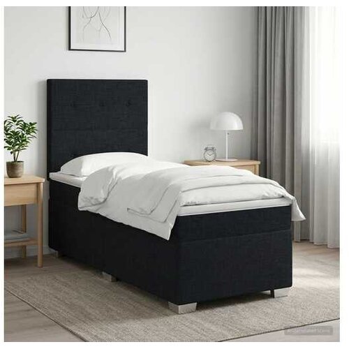 VidaXL Boxspring krevet s madracem Crna 80 x 200 cm Tkanina - Crna 80 x 200 cm Pro&amp;scaron;iveno gumbima Slike