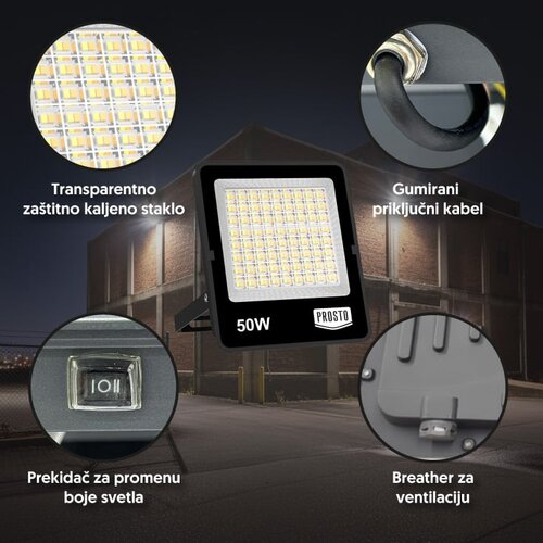 Prosto CCT LED reflektor 50W Slike