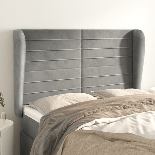 vidaXL Uzglavlje s ušima svjetlosivi 147x23x118/128 cm baršunasti Cijene