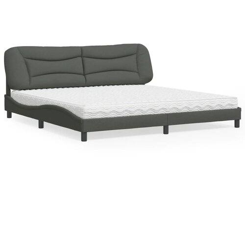  The Living Store Postelja z vzmetnico temno siva 200x200 cm blago - Postelja, (21498125) Cene