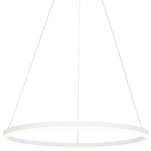 QAZQA Dizajnerska viseča svetilka bela 80 cm z LED 3-stopenjsko zatemnitvijo - Anello Cene