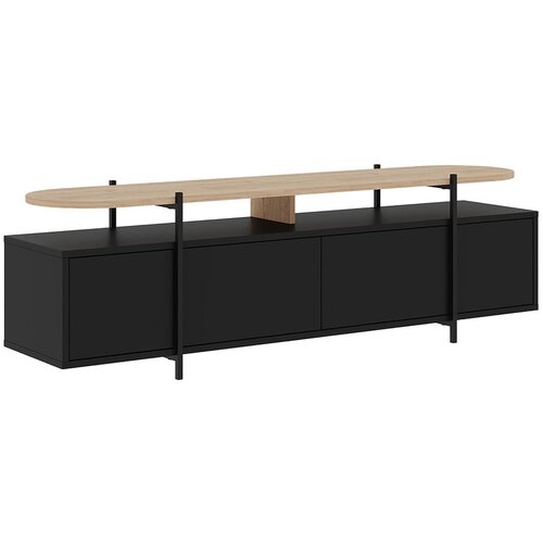 Marckeric Crna TV komoda u dekoru hrasta 160x48 cm Hinoa – Cijene