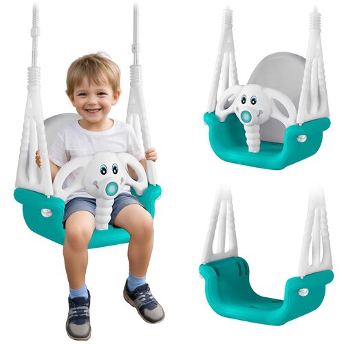Ricokids Turquoise 3-in-1 Elephant Bucket Swing for Kids, (21740655) Cene