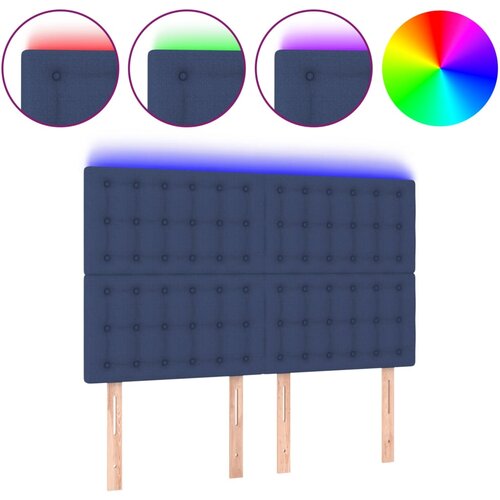 Maison Chic led posteljno vzglavje - vzglavna omarica - nočna omarica modro 144x5x118/128 cm blago, (21712732) Slike