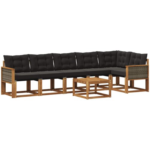 vidaXL Zunanja garnitura za sedenje z blazino 7 pcs Naravna in črna, (5000281608) Cene