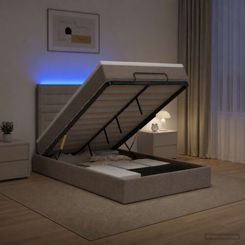  Krevet od pjene s madracem i LED-om Sivosmeđa 120 x 190 cm Slike