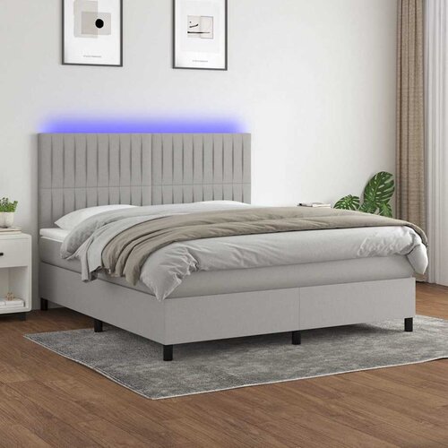  box spring s madracem LED svjetlosivi 180x200 cm tkanina Cene