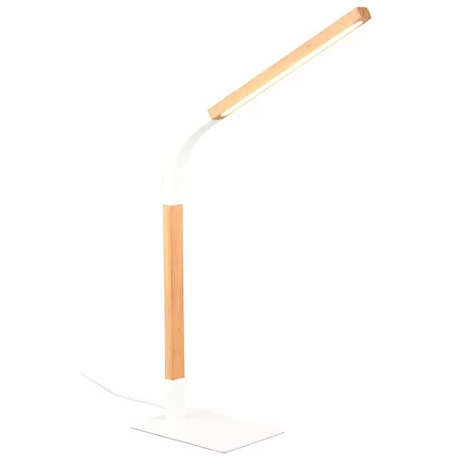 Tri O Bijela/u prirodnoj boji LED stolna lampa s mogućnosti zatamnjivanja s drvenim sjenilom (visina 73,5 cm) Norris –