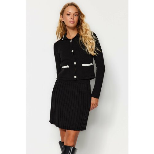 Trendyol Black Crop, Pocket Detailed Mini Skirt, Sweater Top-Top Set Cene